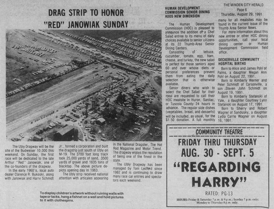 Ubly Dragway - 1991 ARTICLE MENTIONING TRACK